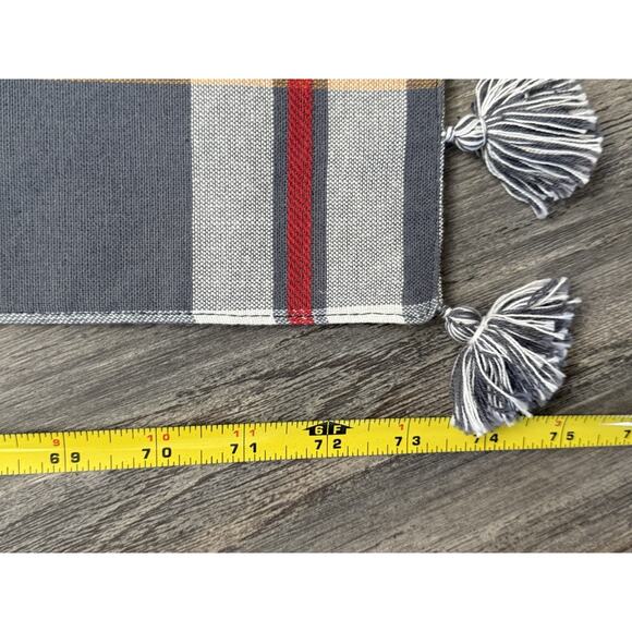 Better Homes And Gardens Plaid Table Runner Gray Rectangle Cotton 74” Tassel - Picture 4 of 7